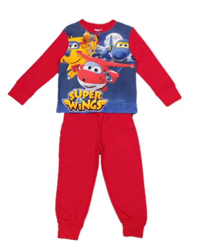 Super Wings Schlafanzug Lang für Jungen - rot